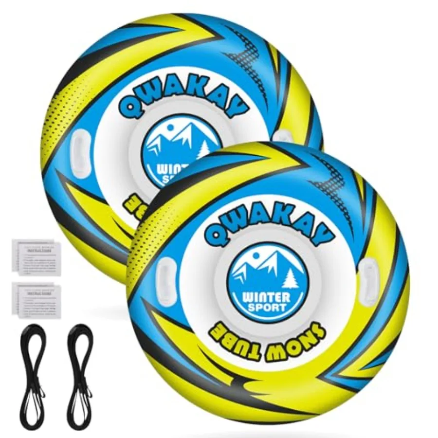 

2PCS 47in Snow Tube for Sledding Heavy Duty - Snow Sled for Kids and Adult - Large Inflatable Sleds Snow Tubes with Towable Rope