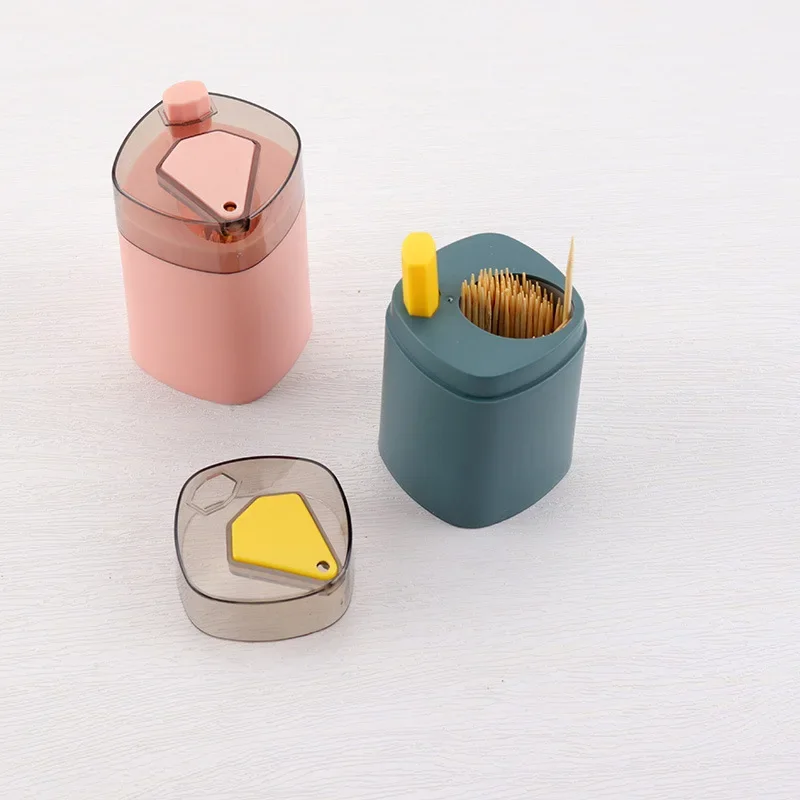 Toothpick Holder Automatic Tooth Pick Dispenser Hand Pressing Toothpick Container Box Dispenser Holder Household Organizer