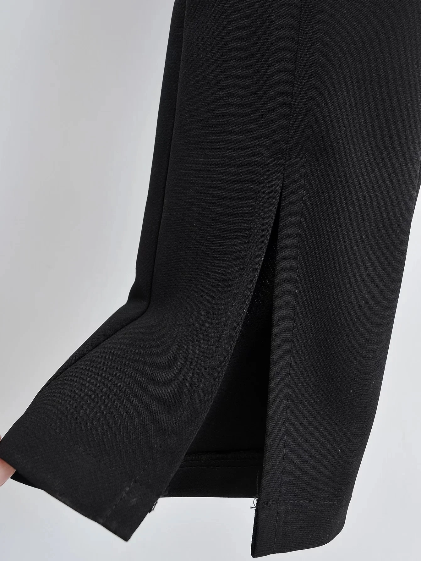 التخسيس عالية الخصر مستقيم الساق دعوى السراويل الأمريكية Sle Bla الجبهة سبليت عارضة السراويل للنساء العصرية تخفيف Faion #4