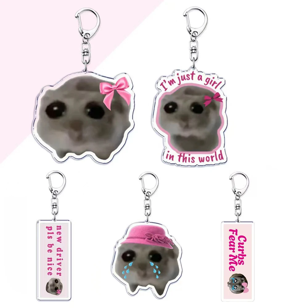 1-5pcs MEME cute hamster acrylic keychain high-quality backpack decoration hang tag printed mini keychain accessories.