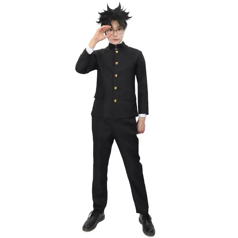

DAZCOS IN STOCK Ken Takakura Cosplay Costume Anime Dandadan Okarun School Uniform Black Jacket Pants Glasses Halloween Party Men