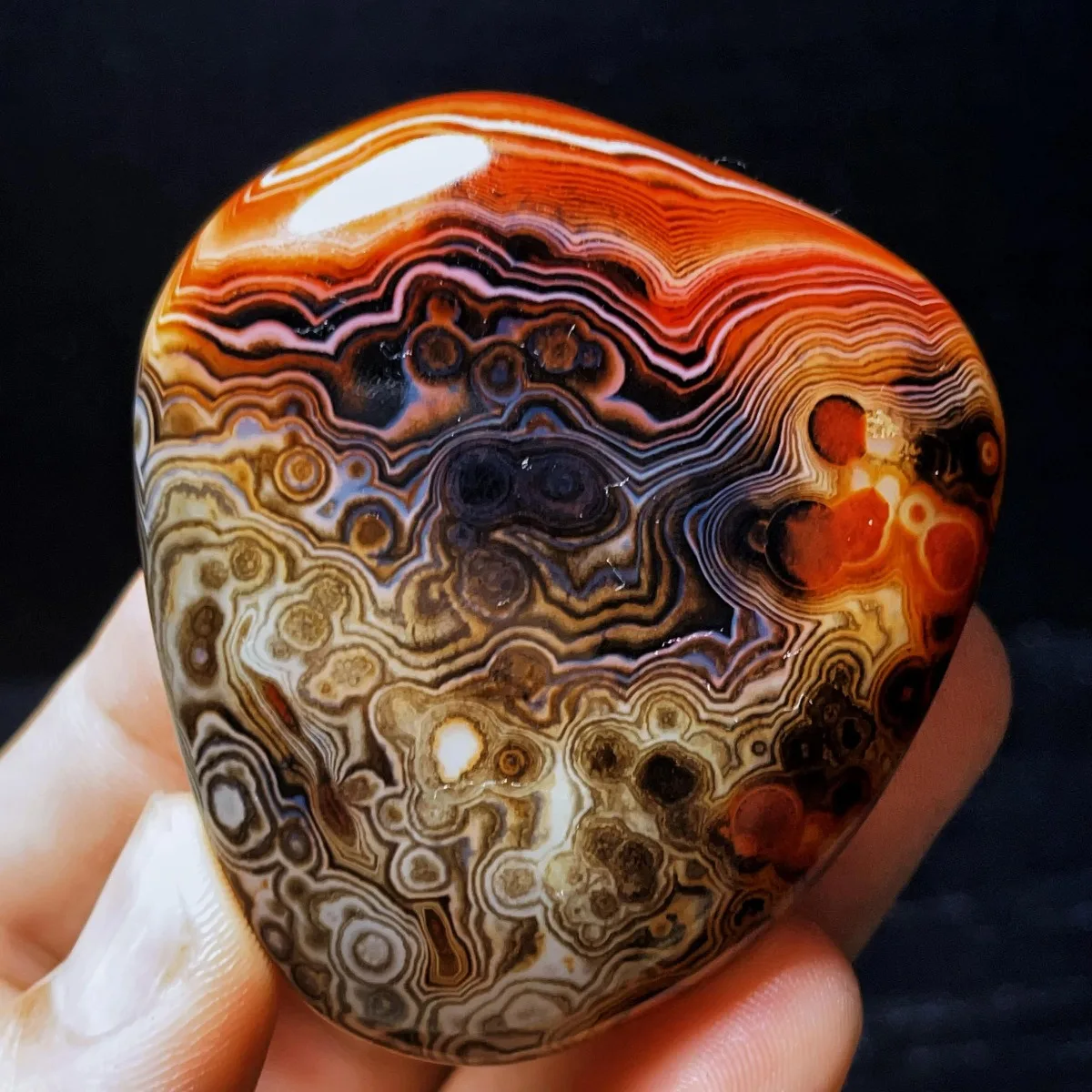 Large Artisan Stone Banded Agate Palm Stone, Polished Tumbled, Hand Selected, Wire Wrapping, Natural Stone, Crystal Collection