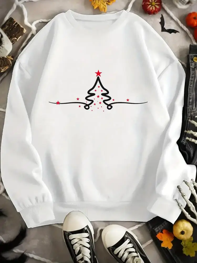 

Holiday Tree Happy New Year Lovely 90s Graphic Sweatshirts Fashion Casual Print Female Women Clothing Christmas Pullovers