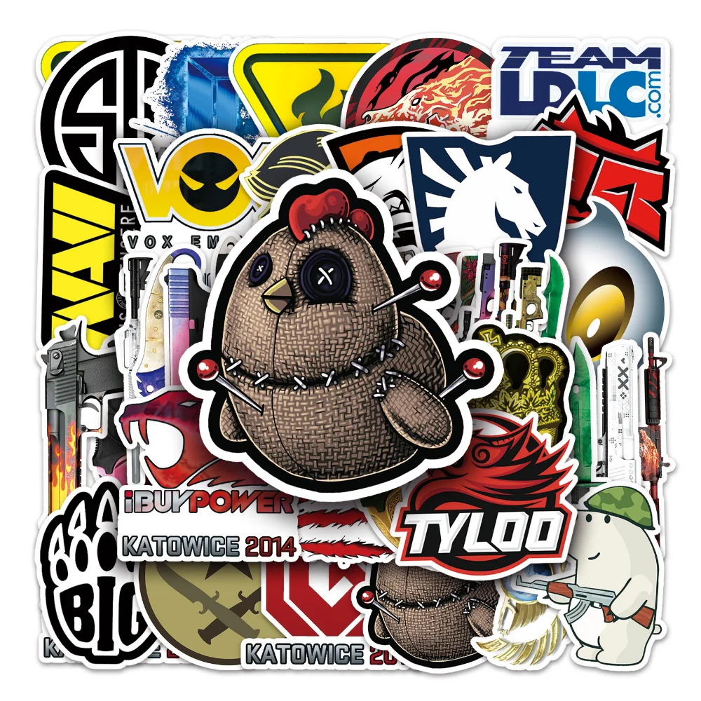 10/52Pcs Cool CS GO Stickers Anime Game Stickers for Children Motorcycle Laptop Funny Graffiti Mix Retro PVC Waterproof Sticker