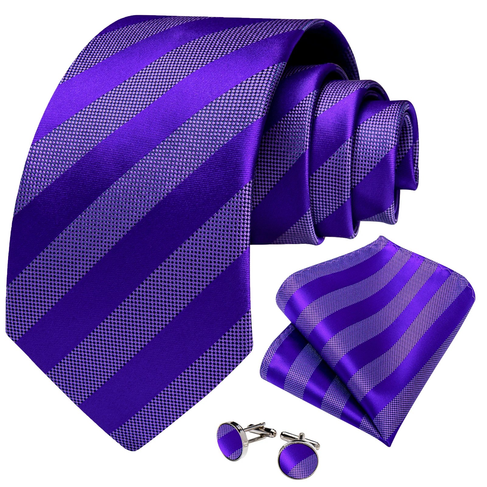 Office Business Gentleman Men Necktie Pocket Square Cufflinks Full Accessories Set