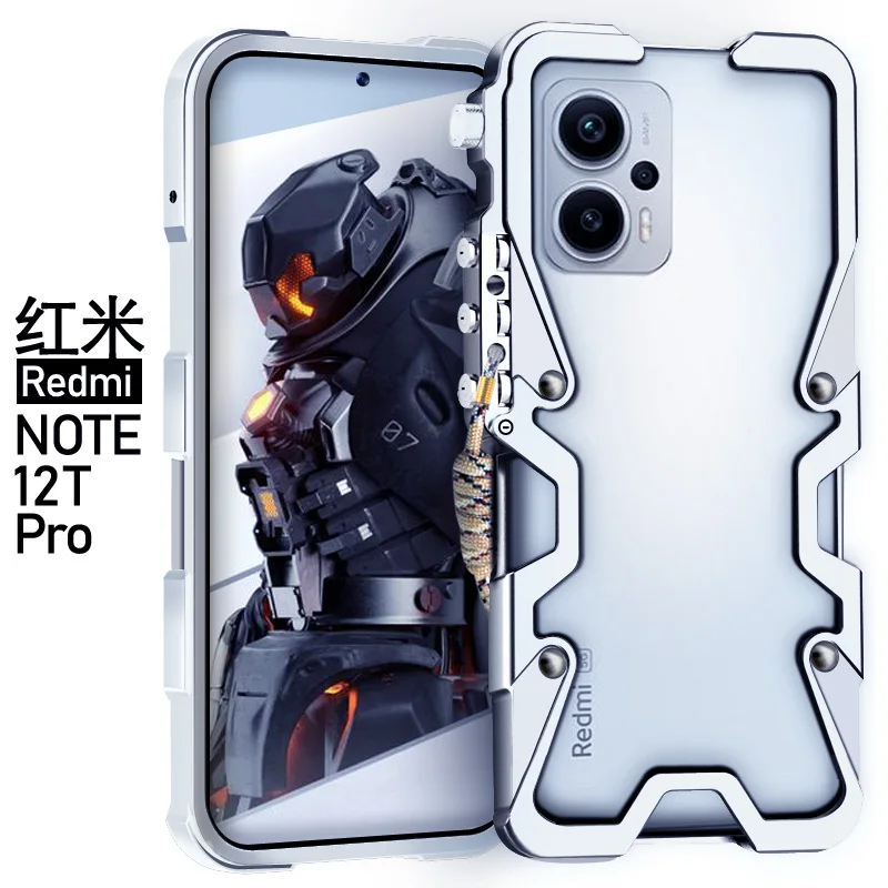 Aluminum Mechanical Arm Bumper Case For Redmi Note 15 14 13 12 11 14S 12T Pro Plus Turbo Cover Metal Phone Protective Shell Bag