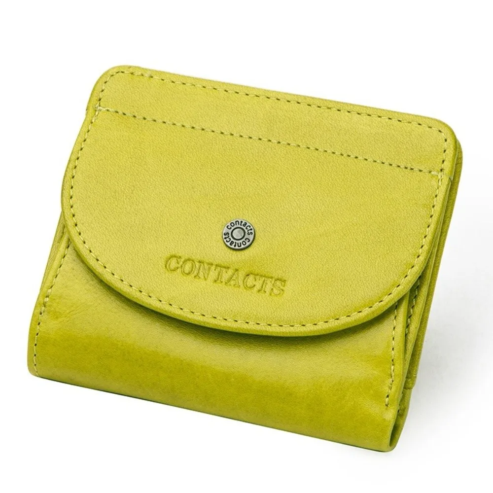 

Retro Genuine Leather Purse Ultra Thin Folding Cowhide Wallet Large Capacity Portable Clutch RFID Bank Credit Card Holder Gift