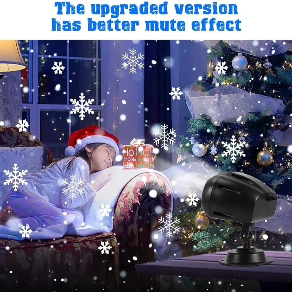 Christmas Snowfall Projector Lights Indoor Outdoor Holiday Projector with Remote Control White Snow for Halloween Xmas