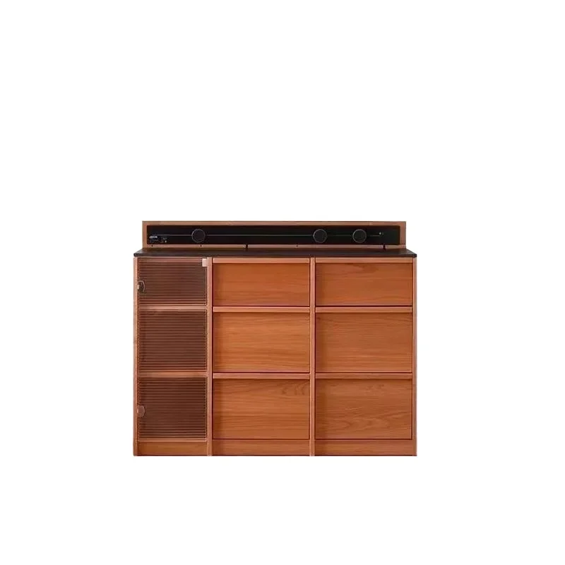 

Nordic solid wood low cabinet, rock slab dining side cabinet, installation-free cabinet, integrated storage and storage