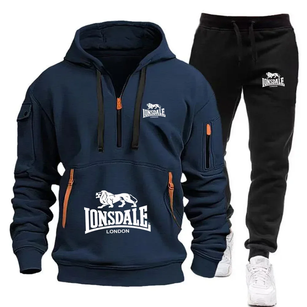 

A two-piece casual, loose and warm sportswear set featuring a pullover hoodie and jogging pants for men's autumn and winter