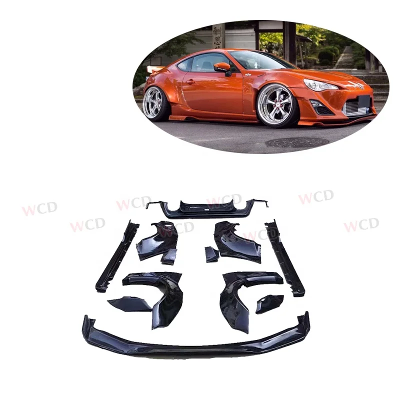 RB1 Style Fiberglass Wide Body Kit for Toyota GT86/BRZ 2012-2015 Front Bumper Lip Separator Side Skirt Fender Diffuser