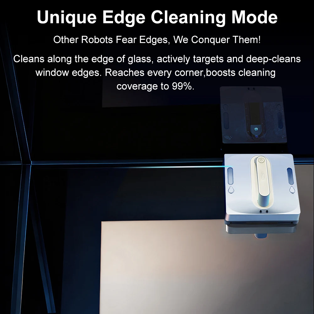 Robot Window Vacuum Cleaner ABIR,4-Way Water Spray, Laser Sensor,9000PA Suction, Low Nosise,Wet Dry Scrape & Wipe in One