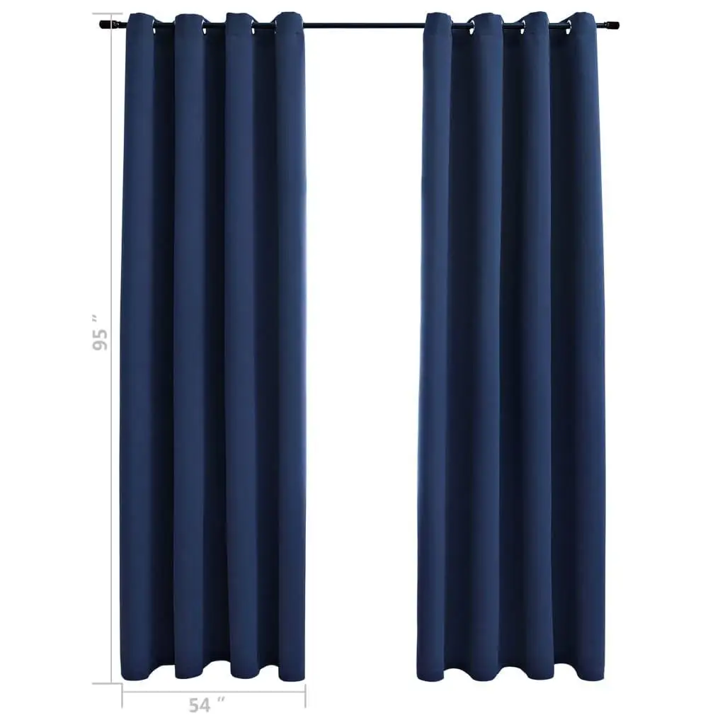 Conjunto de 2 cortinas blackout azul marinho com ilhós, tecido grosso de 54 x 95 polegadas