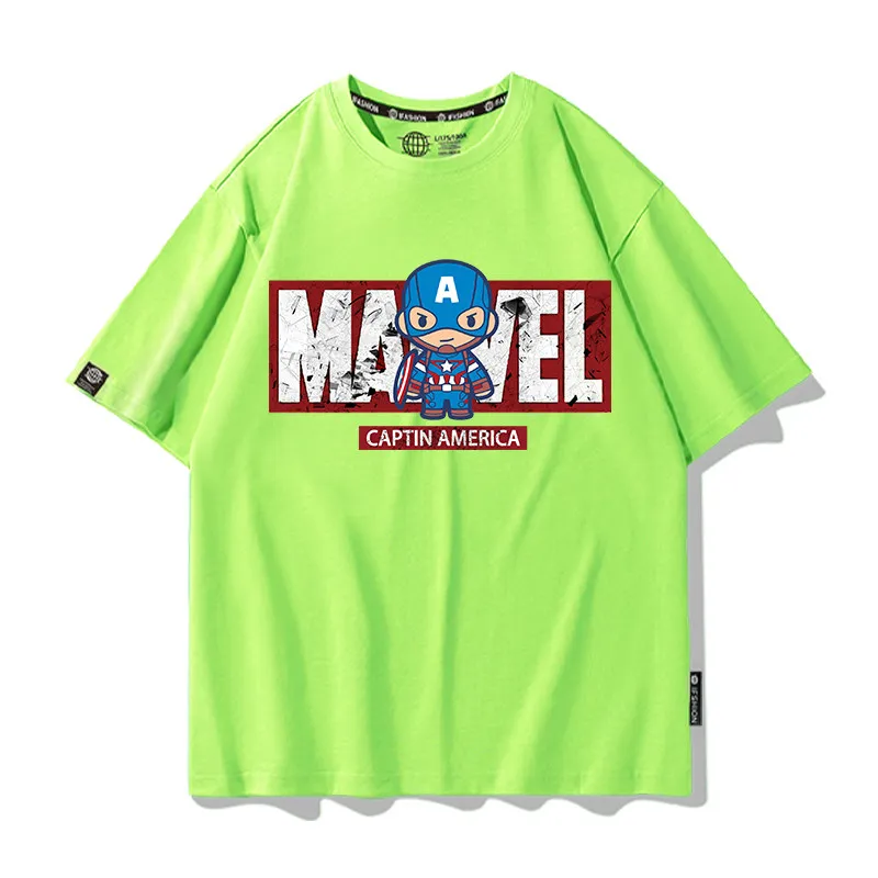 

Однотонная футболка унисекс с принтом Marvel Avengers из чистого хлопка, свободного кроя, для родителей и детей