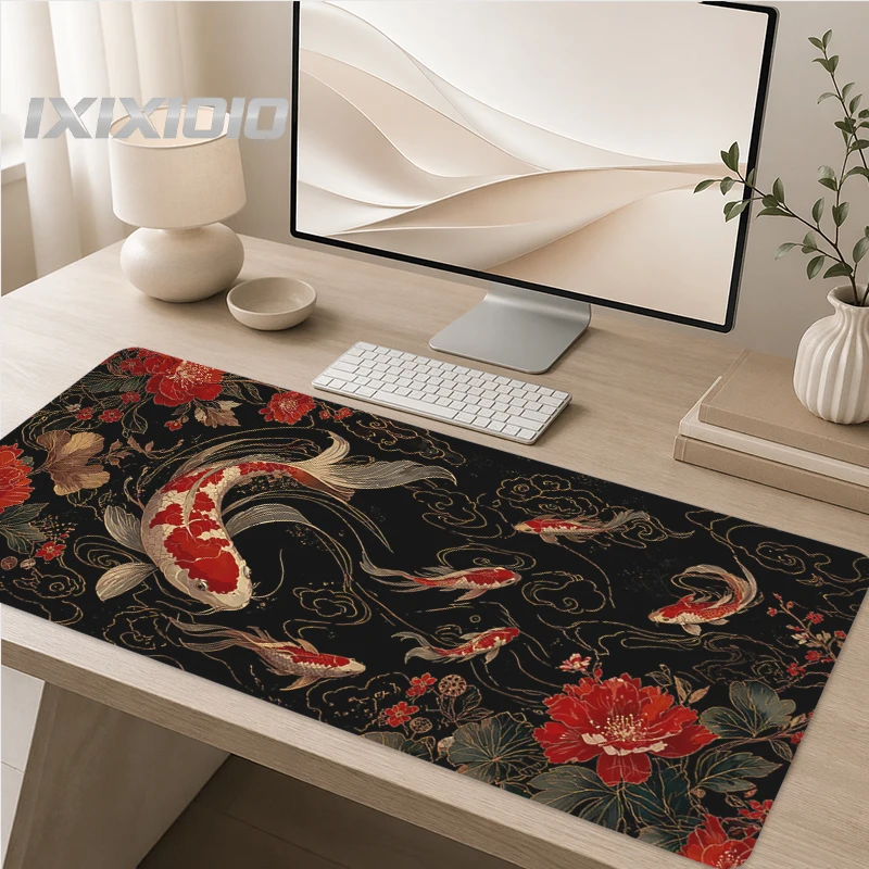 

Mouse Pad Gaming Red Koi Art XL Custom Computer Home Mousepad XXL Playmat Non-Slip Natural Rubber Office Laptop