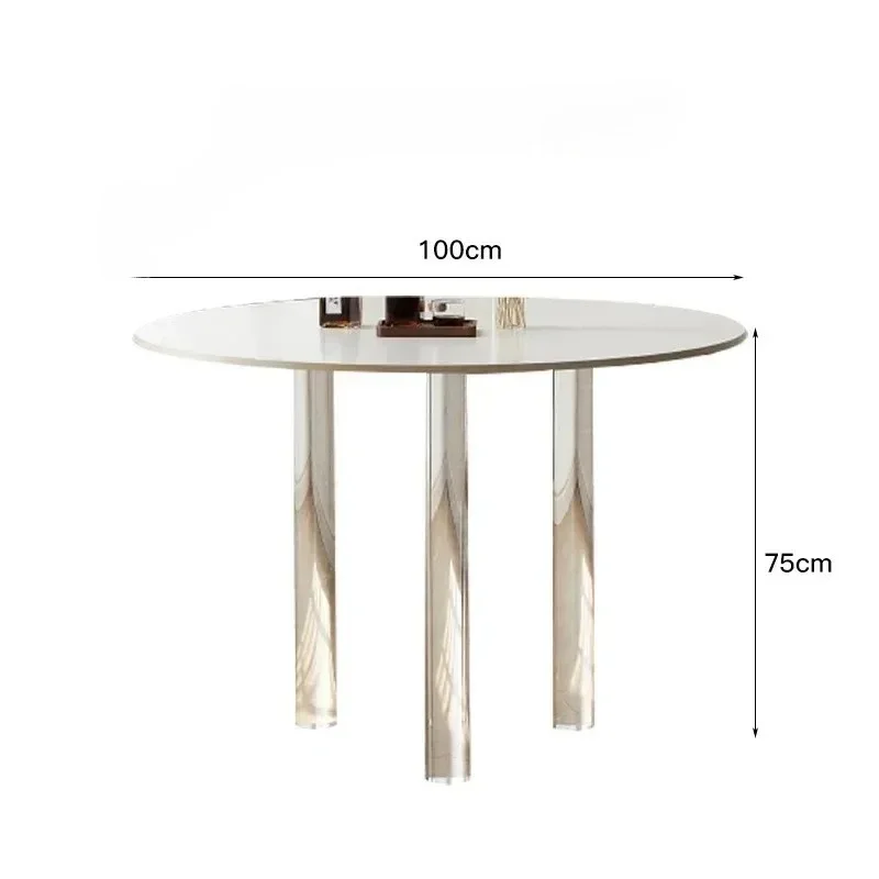 Acrylic Round Slate Dining Table Small Apartment Modern Minimalist Dining Table Pure White Kitchen Table Restaurant Furniture