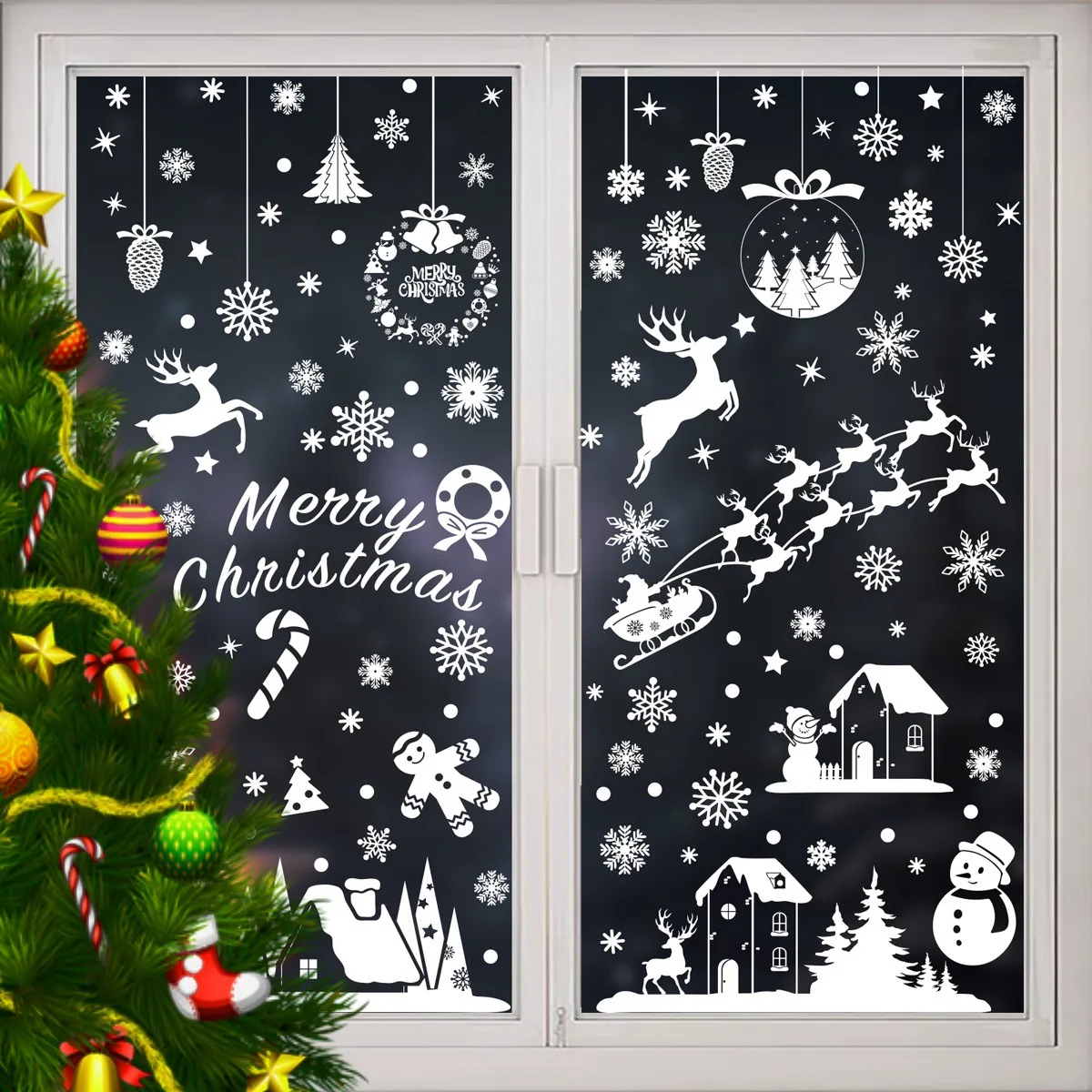 

Halloween Static Sticker Window Sticker Elk White Snowflake Sticker 2025 Xmas Decor Merry Christmas Decor For Home