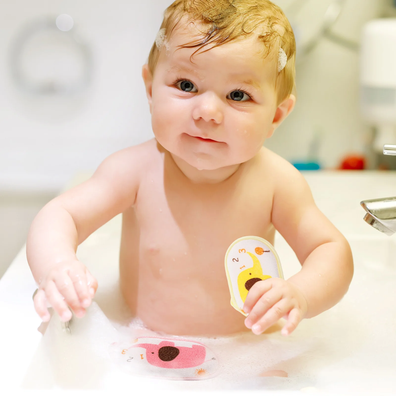 3 قطعة حمام الطفل الإسفنج القطن الكرتون الفيل نمط لحديثي الولادة الصغار التطهير وسادة لينة دش الغسيل منشفة الاطفال #4