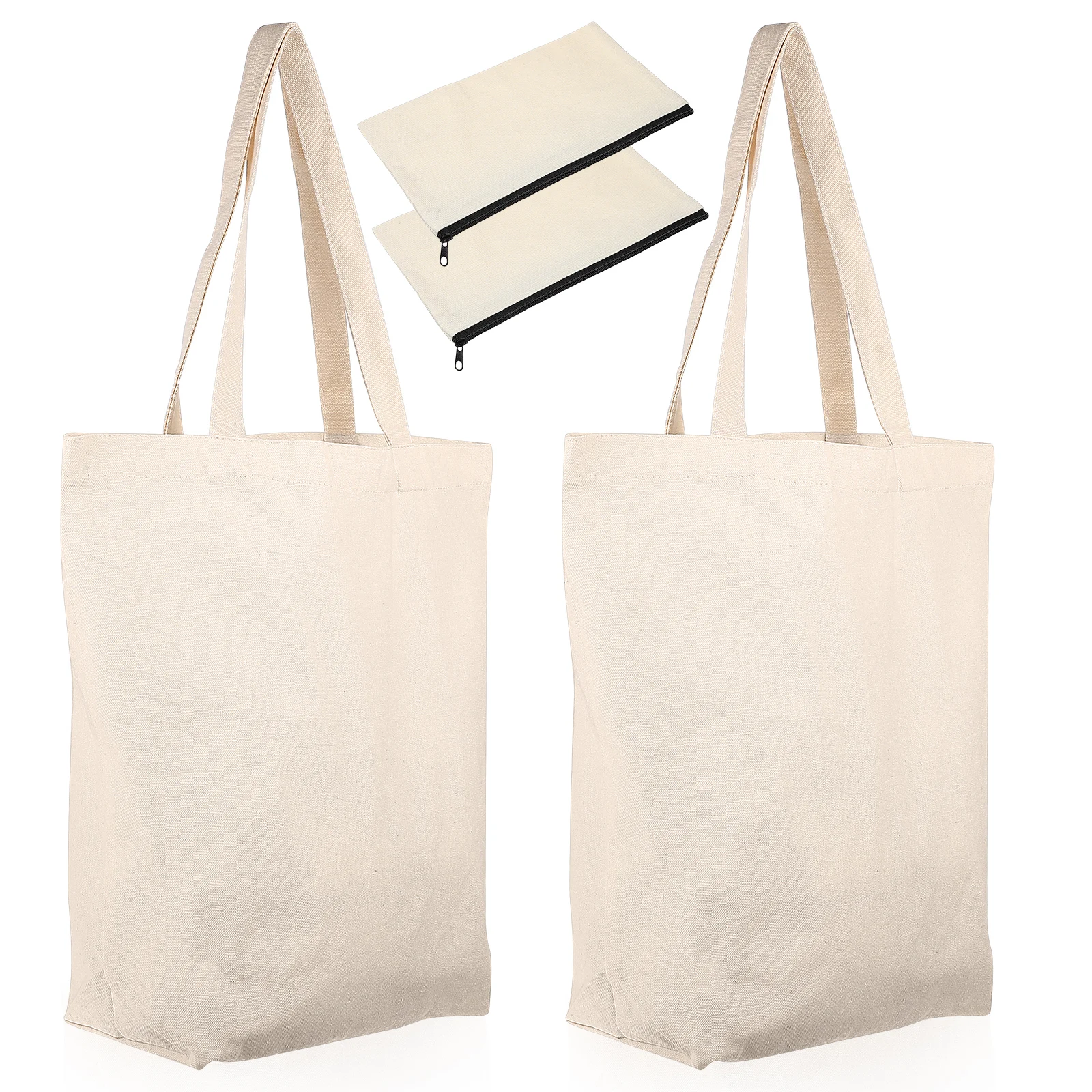 

4 Pcs Canvas Tote Bags Large Capacity Women Handbags Reusable Grocery Shopping School Work Premium Material