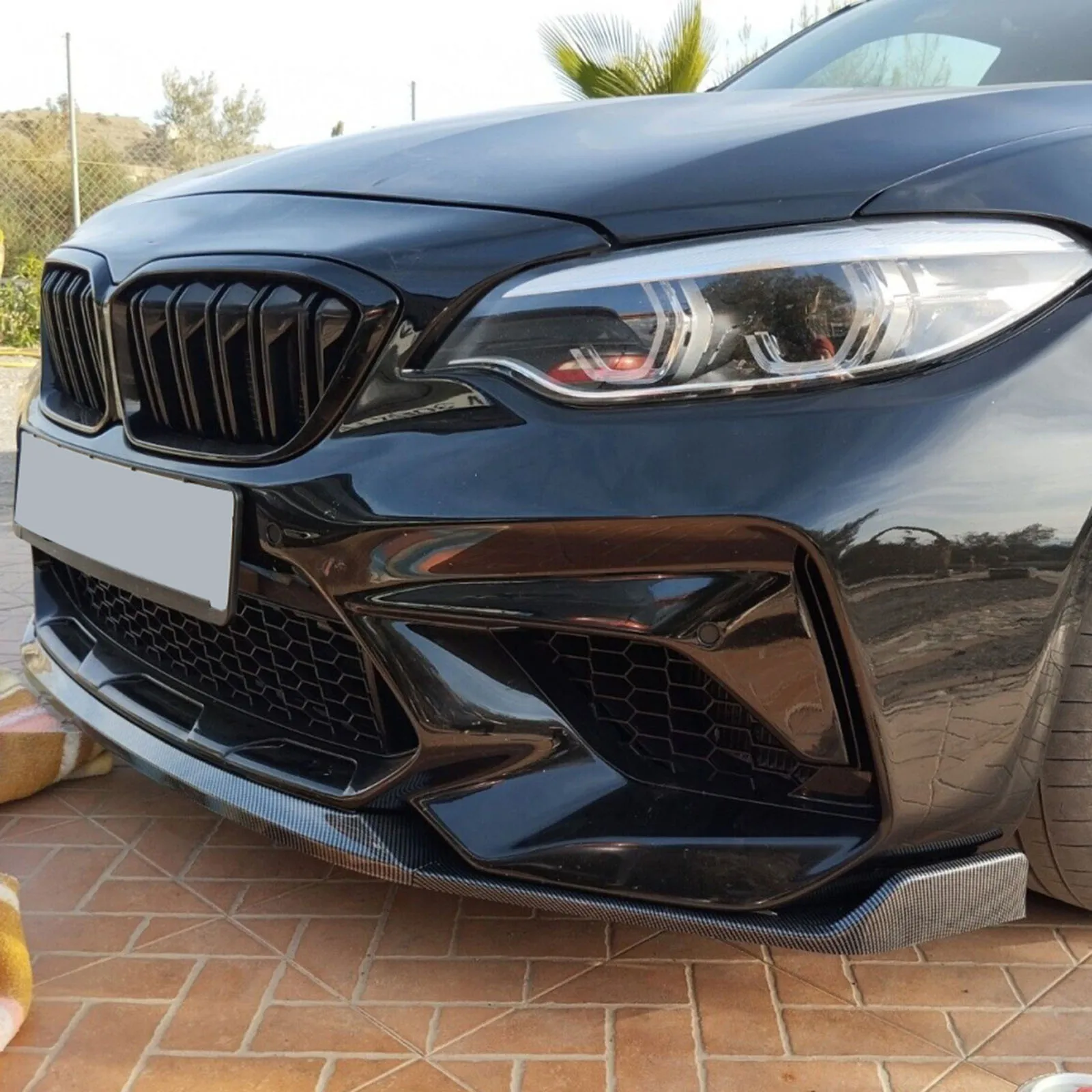 

Front Bumper Lip Spoiler Guard Three-section Front Bumper Lip Chin Car Accessories For BMW 2 Series F87 M2 Coupe 2016-2021