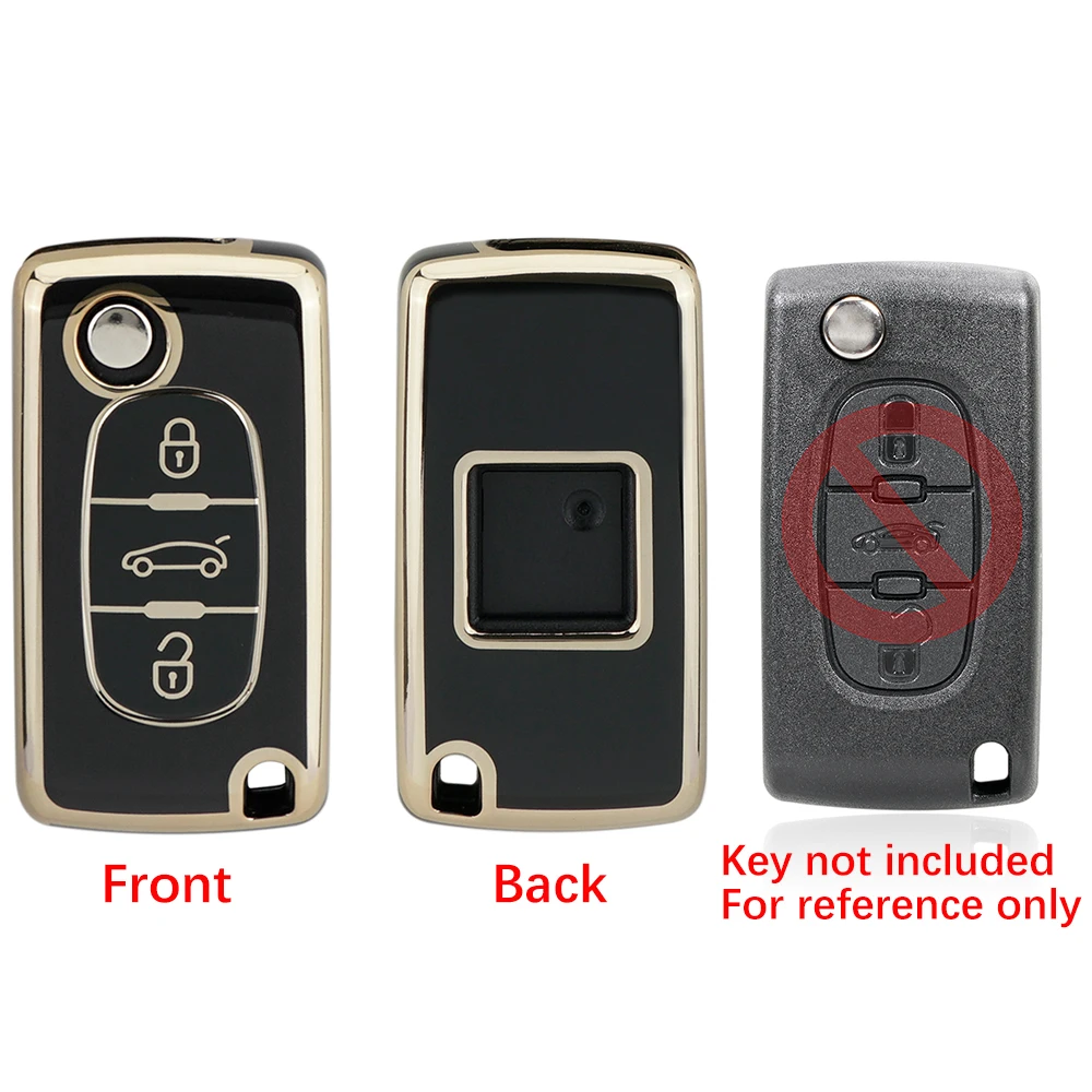OHMSEN 3 Button Remote Key Fob Case Cover Holder Shell for Peugeot Partner 308 207 307 3008 5008 Citroen C2 C3 Berling Dispatch