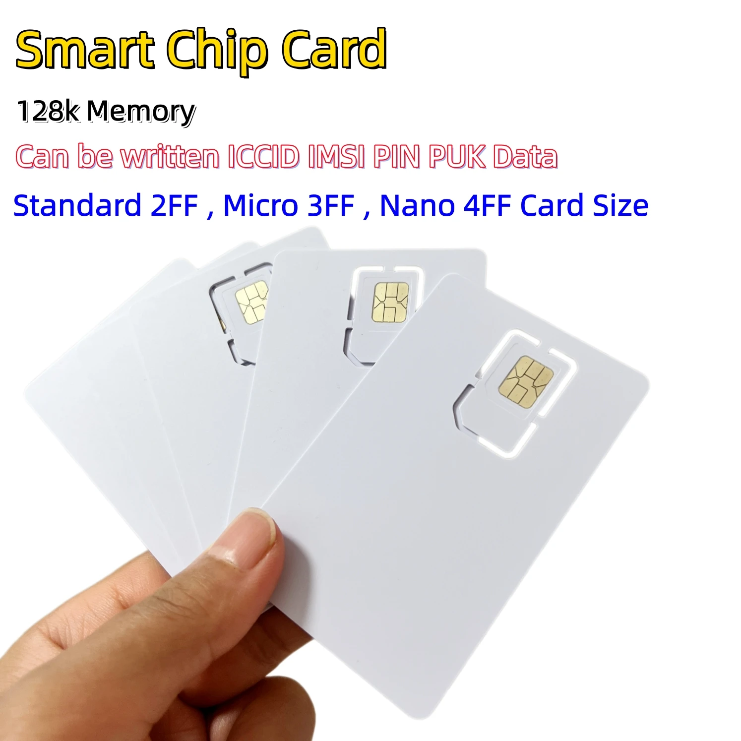 ISO7816 Writable Smart Chip Blank Card 128K Memory with Standard Micro Nano SIM format Support 3GPP Standard