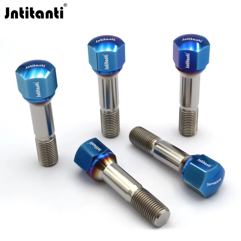 Jntitanti lug bolts never rust racing parts cone seat Gr.5 titanium hub bolt wheel bolt M14*1.5*52mm for Ferrari racing car