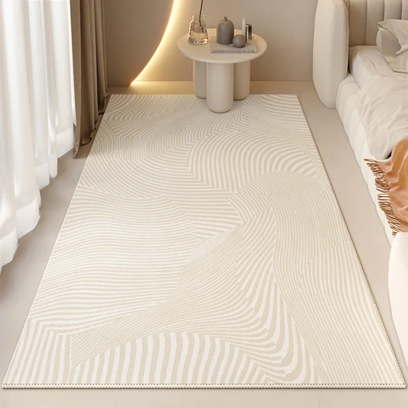 

Bedroom Bedside Carpet Living Room Sofa Coffee Table Floor Mat Minimalist Lines Cream Style Easy To Care Non-slip Area Rugs 양탄자