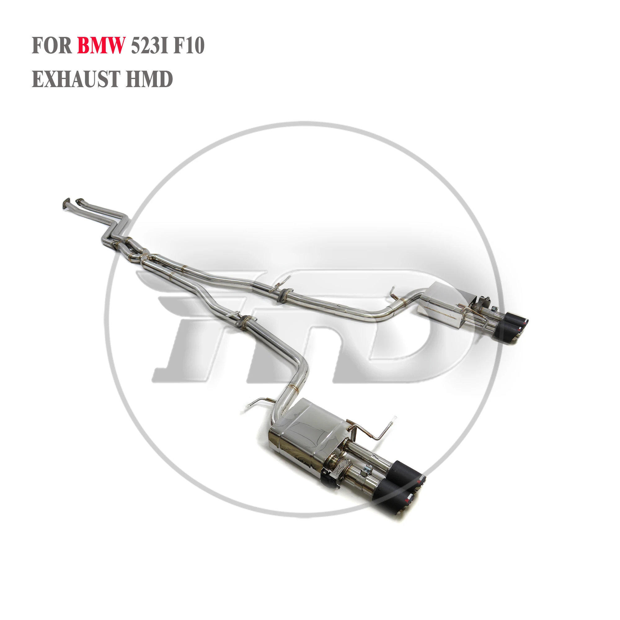 

HMD Exhaust System For BWM 523i F10 mid-section exhaust system, electric valve, stainless steel material, carbon fiber tailpipe