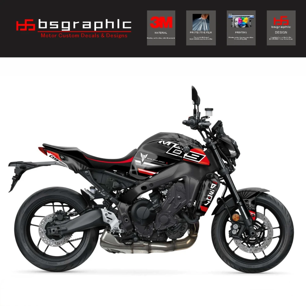 

For Yamaha Mt-09 MT09 2021 2022 2023 Motorcycle Body Fairing Protective Sticker Decal Street Bike Darkside Graphic Kit Black