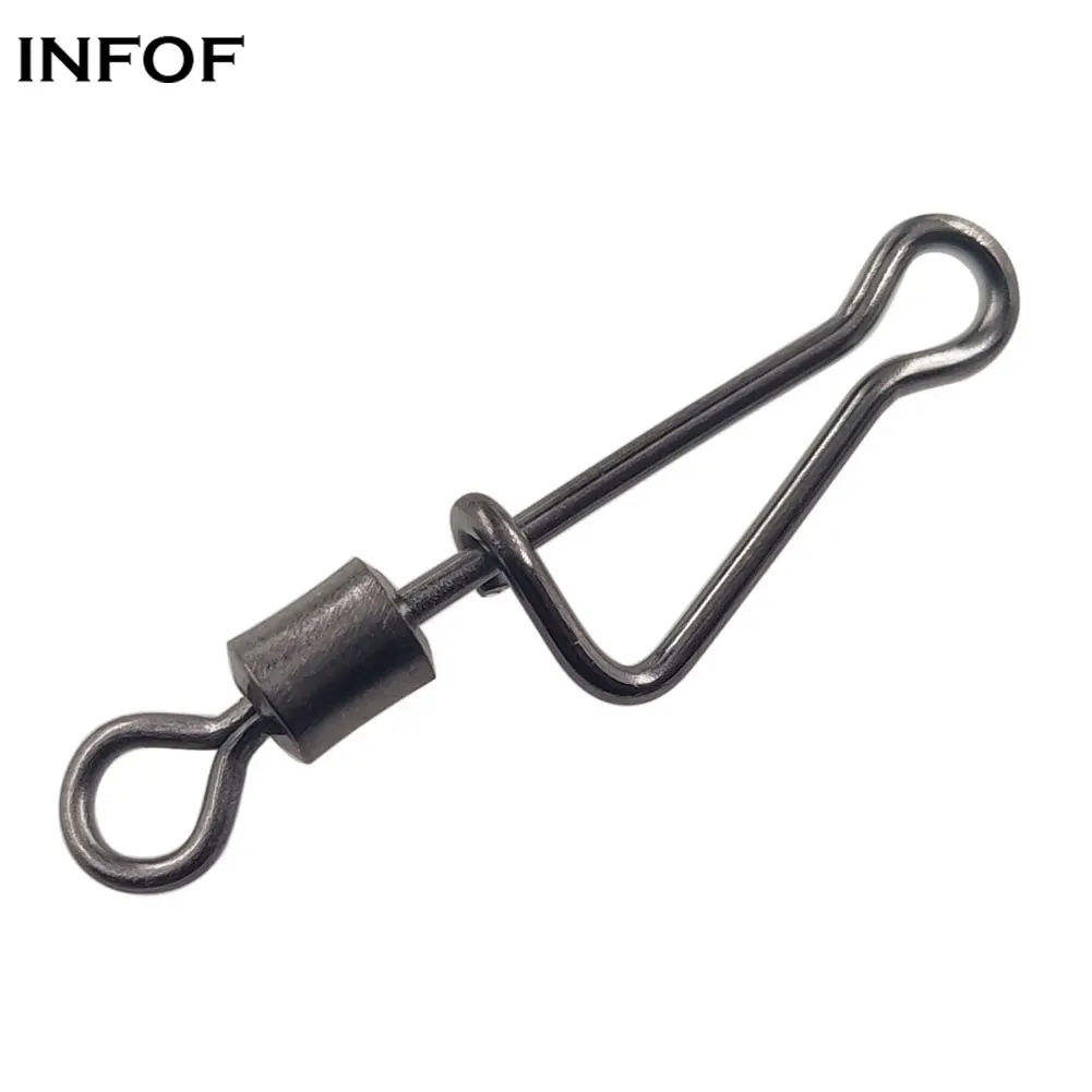 INFOF 20pcs Fishing Snap Clip Stainless Steel Swivels Snap Swing Italian Snap Lock Carp Fishing Accessories