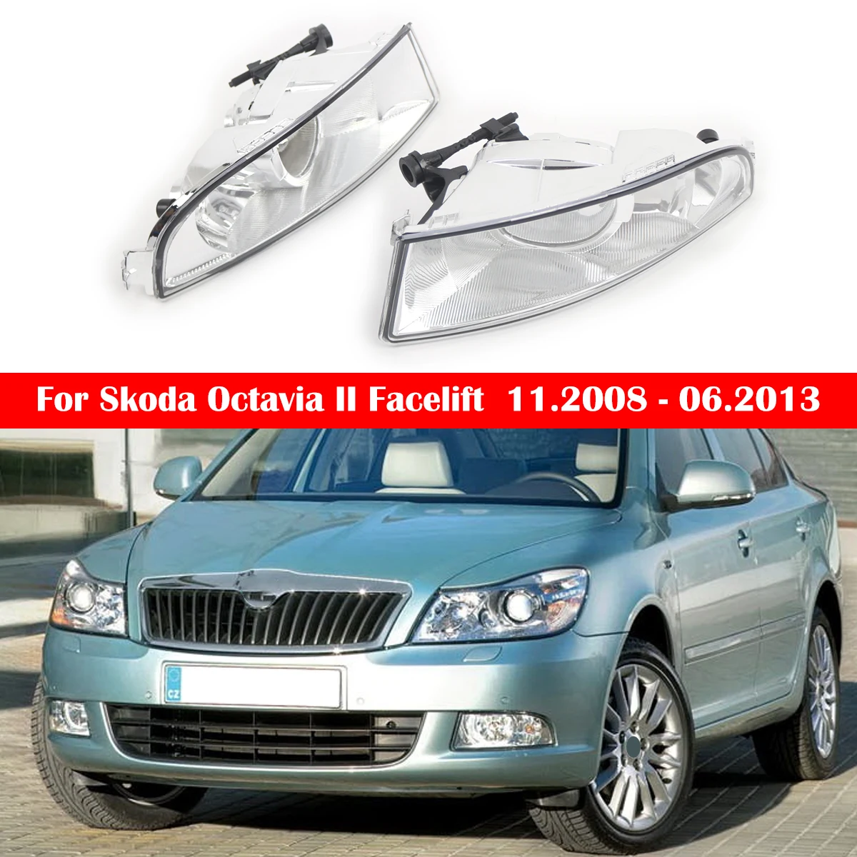 

Левый и правый передний бампер автомобиля, противотуманные фары, автомобильные аксессуары для Skoda Octavia II Facelift 2008-2013 1Z0941699C 1Z0941700C