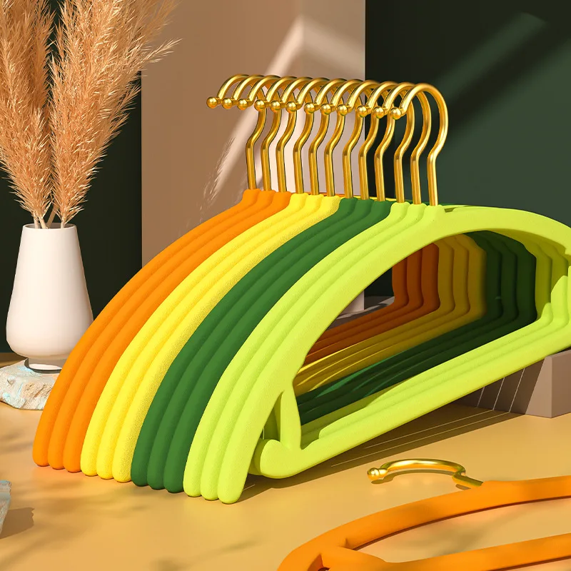 10 stücke Gold haken halbrunde Beflockung Kleiderbügel multifunktion ale Anti-Rutsch