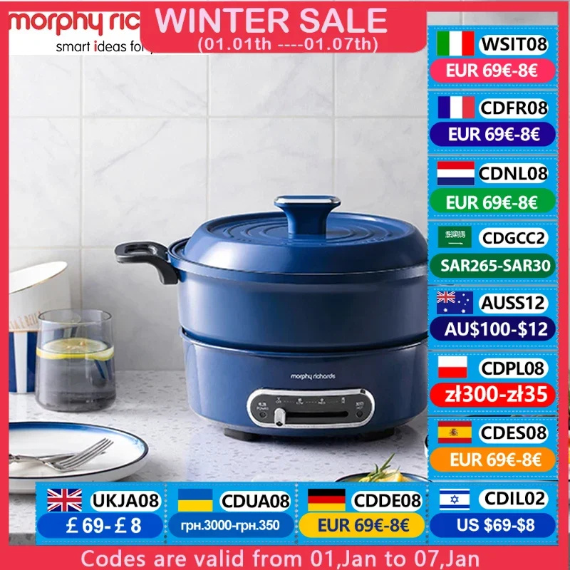 Morphy Richards Multi Electric Cooker 1400W 3L Non-Stick Hot Pot Multifunction Cooker For 3-4 People MR9087