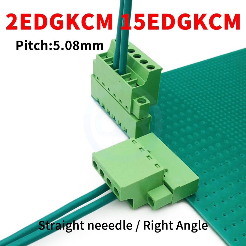 (5 Sets) KF 2EDGKCM 5.08mm Flanged Plug-In PCB Terminals with 2EDGVR/RM Right Angle/Straight Pin Headers Set of 15EDGKCM 5.08