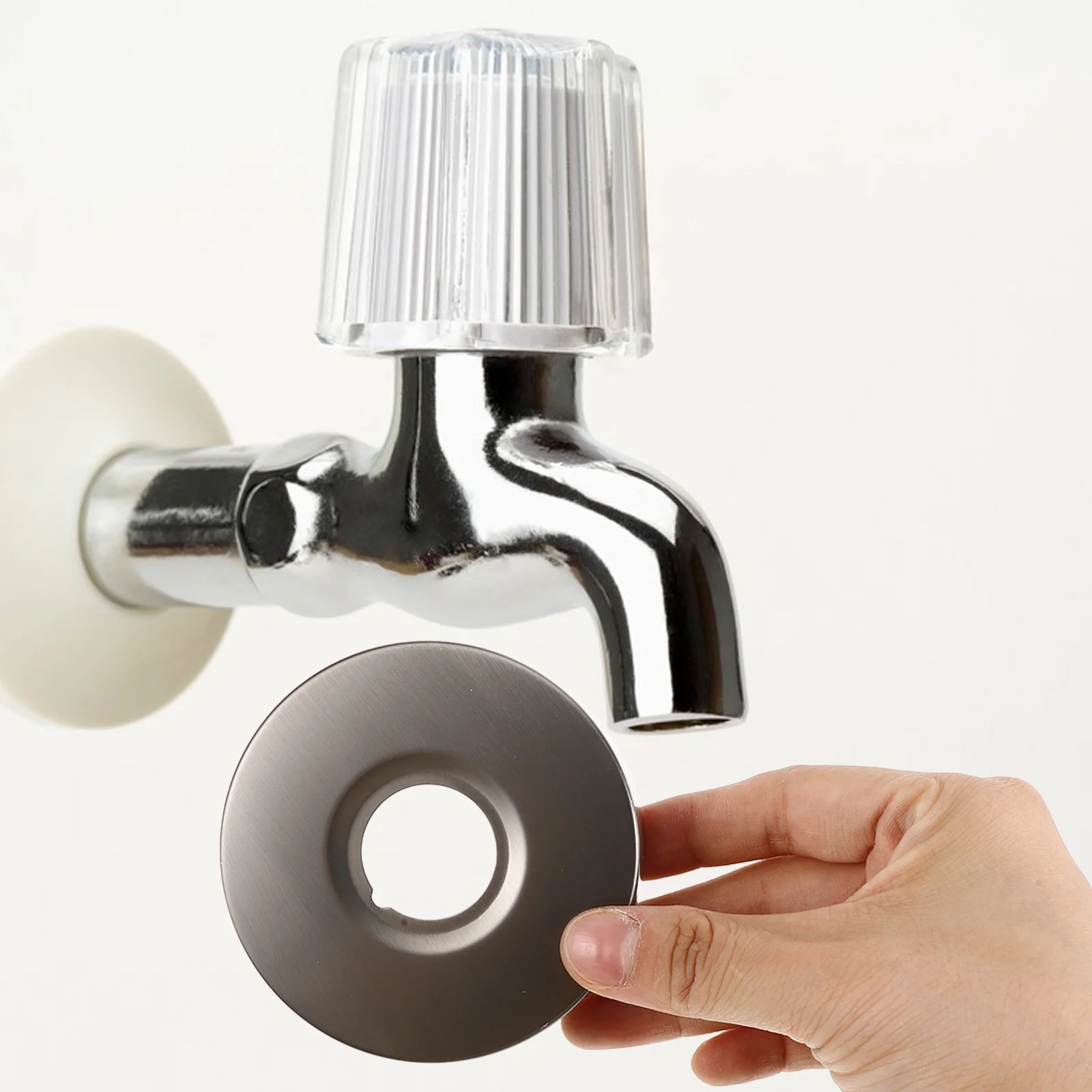 

2pcs Stainless Steel Faucet Cover Covering Flange Hole Plate Extended Shower Arm Pipe Plumbing Hide Unsightly Water