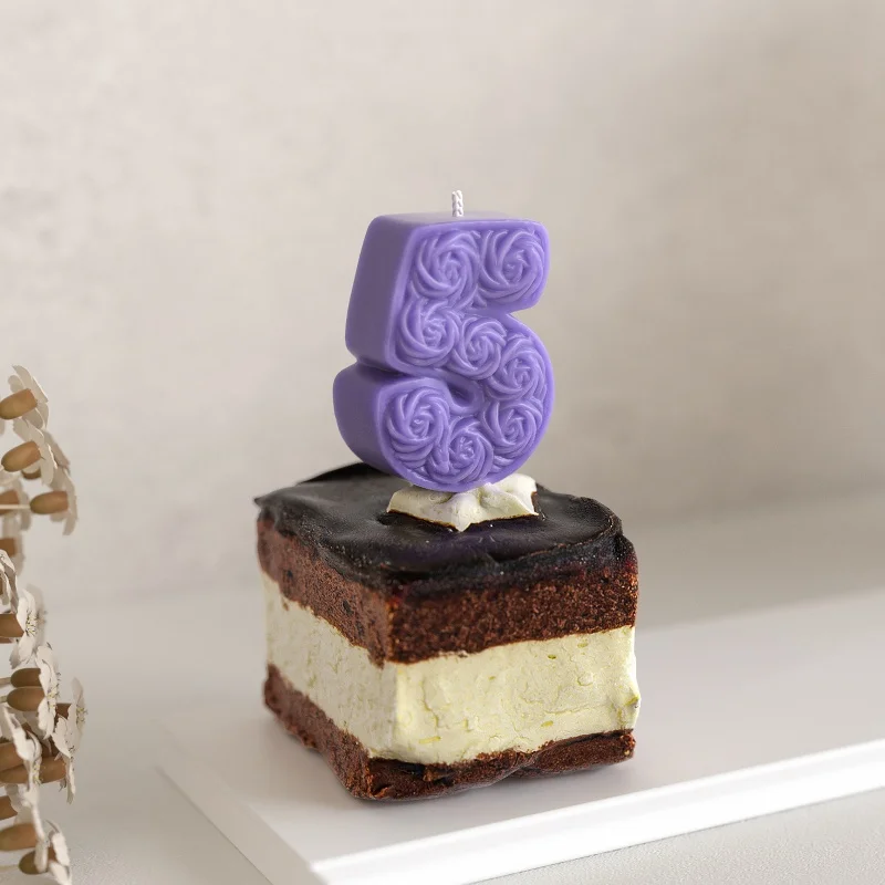 أرقام الورد شمعة سيليكون DIY الأرقام العربية الروائح زخرفة الجص الراتنج قوالب الإبداعية كعكة الديكور قالب الخبز #2