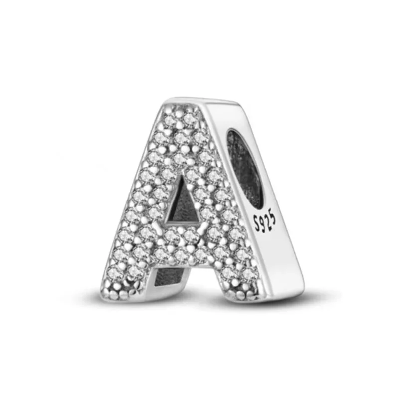 New Witeh Stone Letter A B C To Z Diy bead Fit European Charms 925 Sterling Silver Plated Beads Bracelet DIY Jewelry 2024