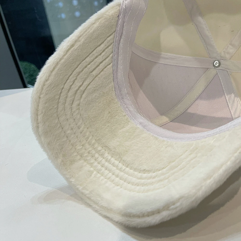 New M Versatile Baseball Cap Blended Caps Brand Female Autumn And Winter All Match Plush Hat Suitable For Face Big Baseball Caps image 6