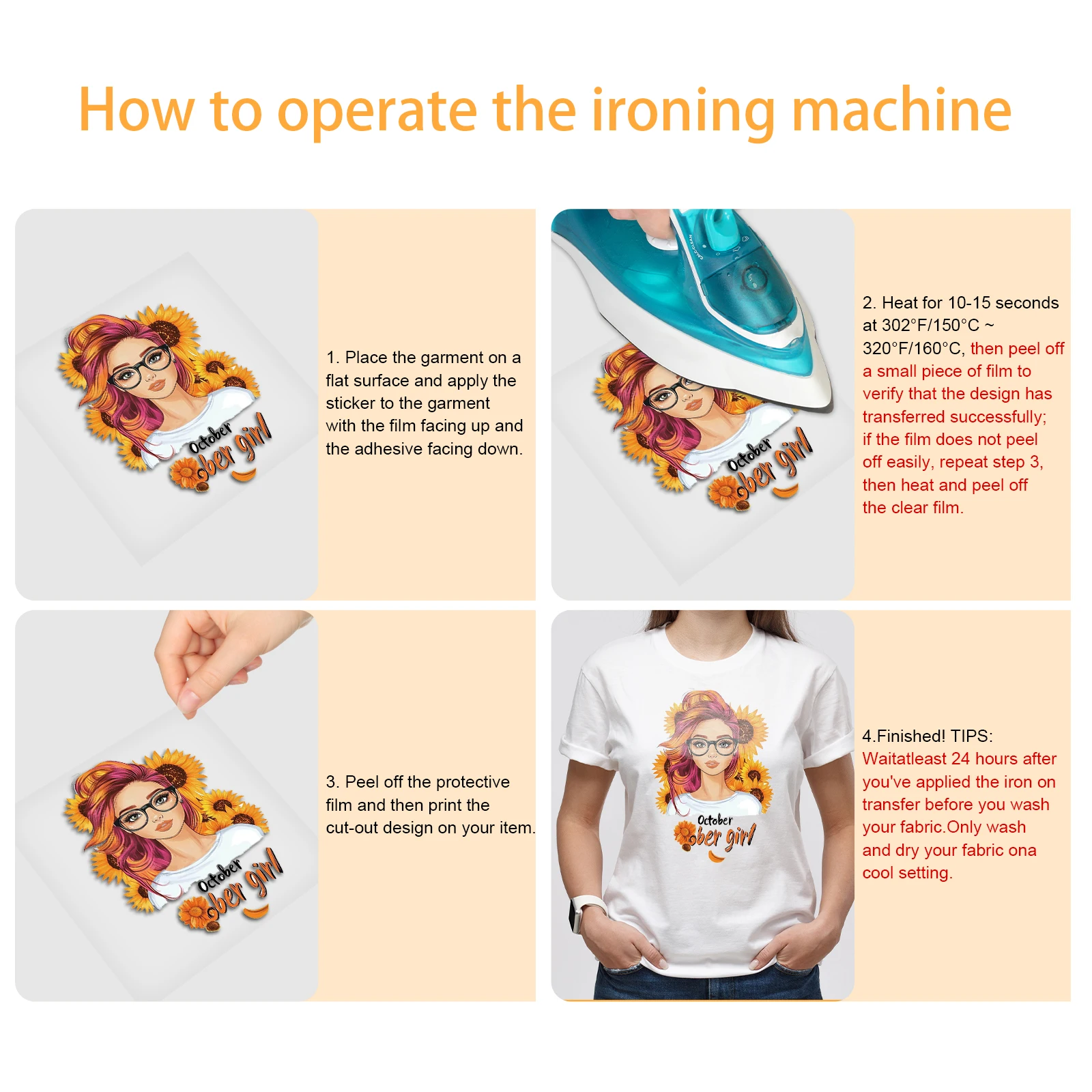 50 قطعة من ملصقات الفينيل لنقل الحرارة للفتيات لتي شيرت حديد على ملصقات الفينيل #5