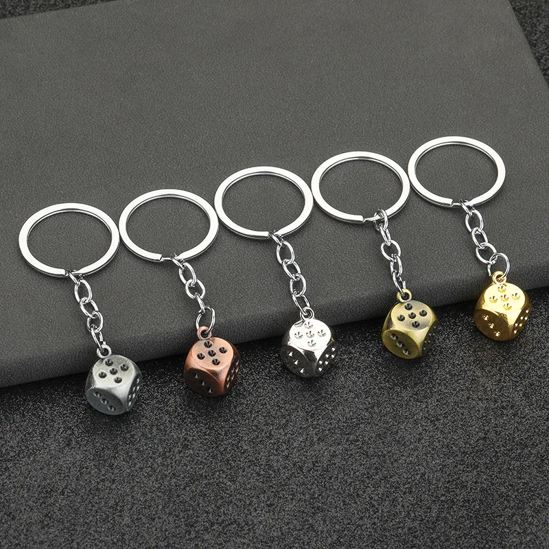 Metal dice Brass key chain pendant sieve pendant couple pendant key chain