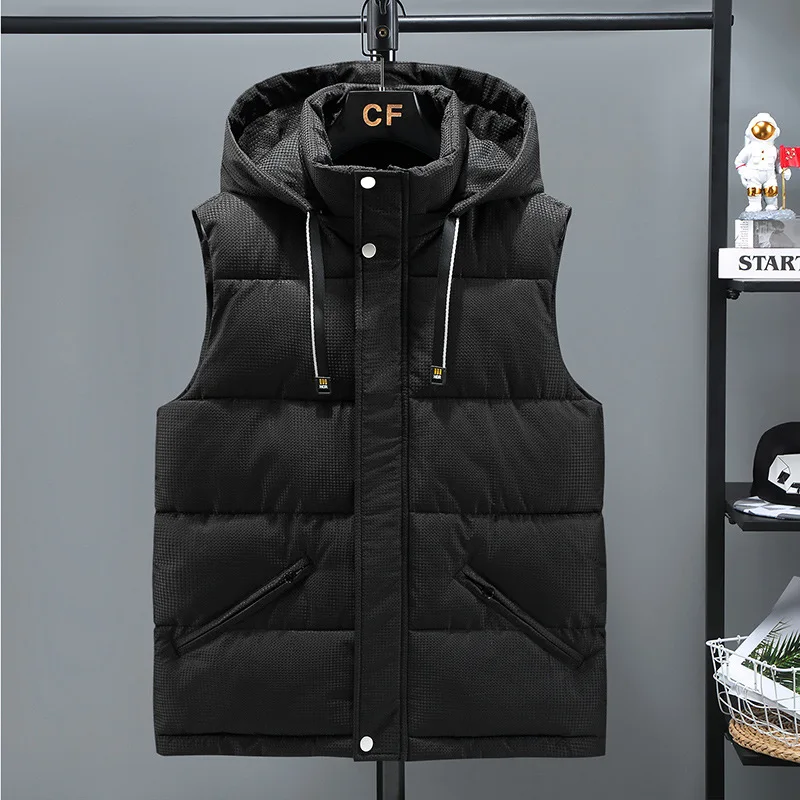 New 2022 Brand Men\'s Vest Winter Sleeveless Jackets Vest Men Hooded Warm Casual Outwear Hat Detachable Outer Vest Chalecos