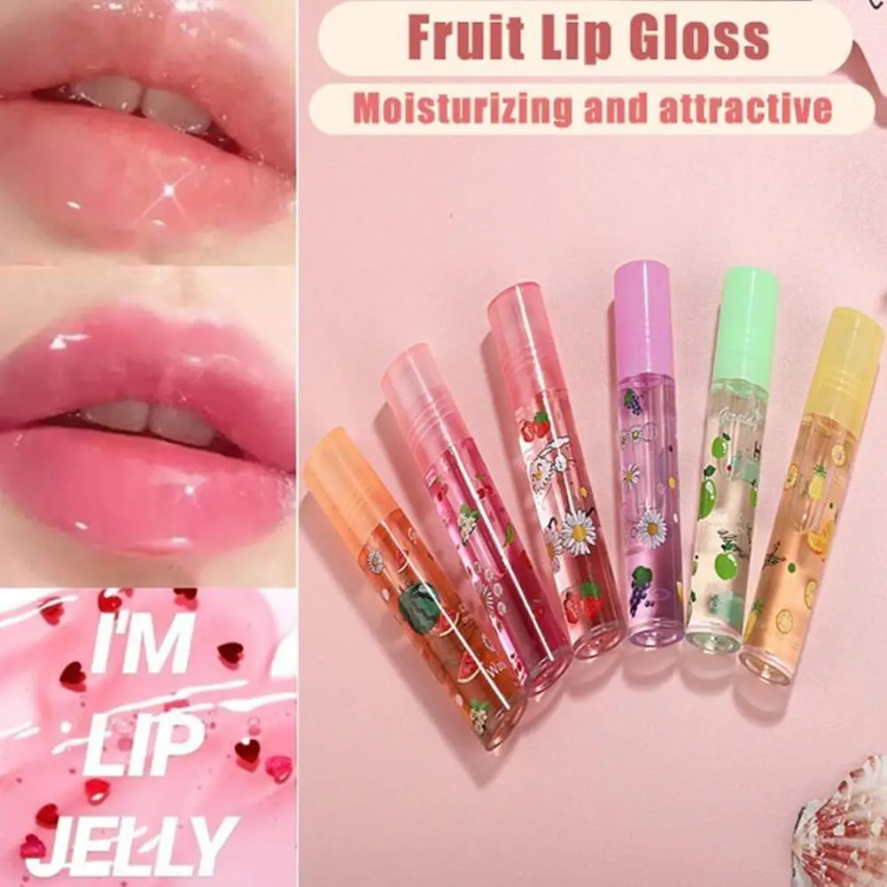 6 Color Random Roll-On Fruit Oil Lip Balm Lip Gloss Lasting Transparent Oil Lip Long Moisturizing Hydrating Cosmetics Lip M H8P1