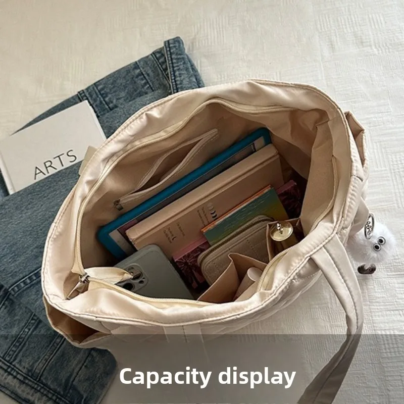 حقيبة كتف نايلون جديدة لطلاب الجامعات سعة كبيرة وخفيفة الوزن حقيبة حمل بشبكة ماسية للتنقل وحقيبة يد للفصل