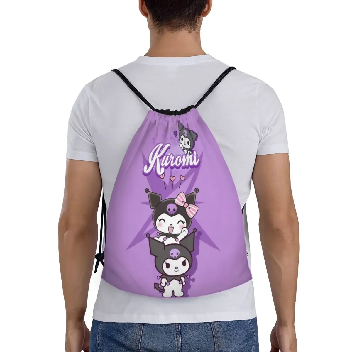 Custom Anime Cartoon Drawstring Backpack Sports Gym Bag for Women Men Shopping Sackpack