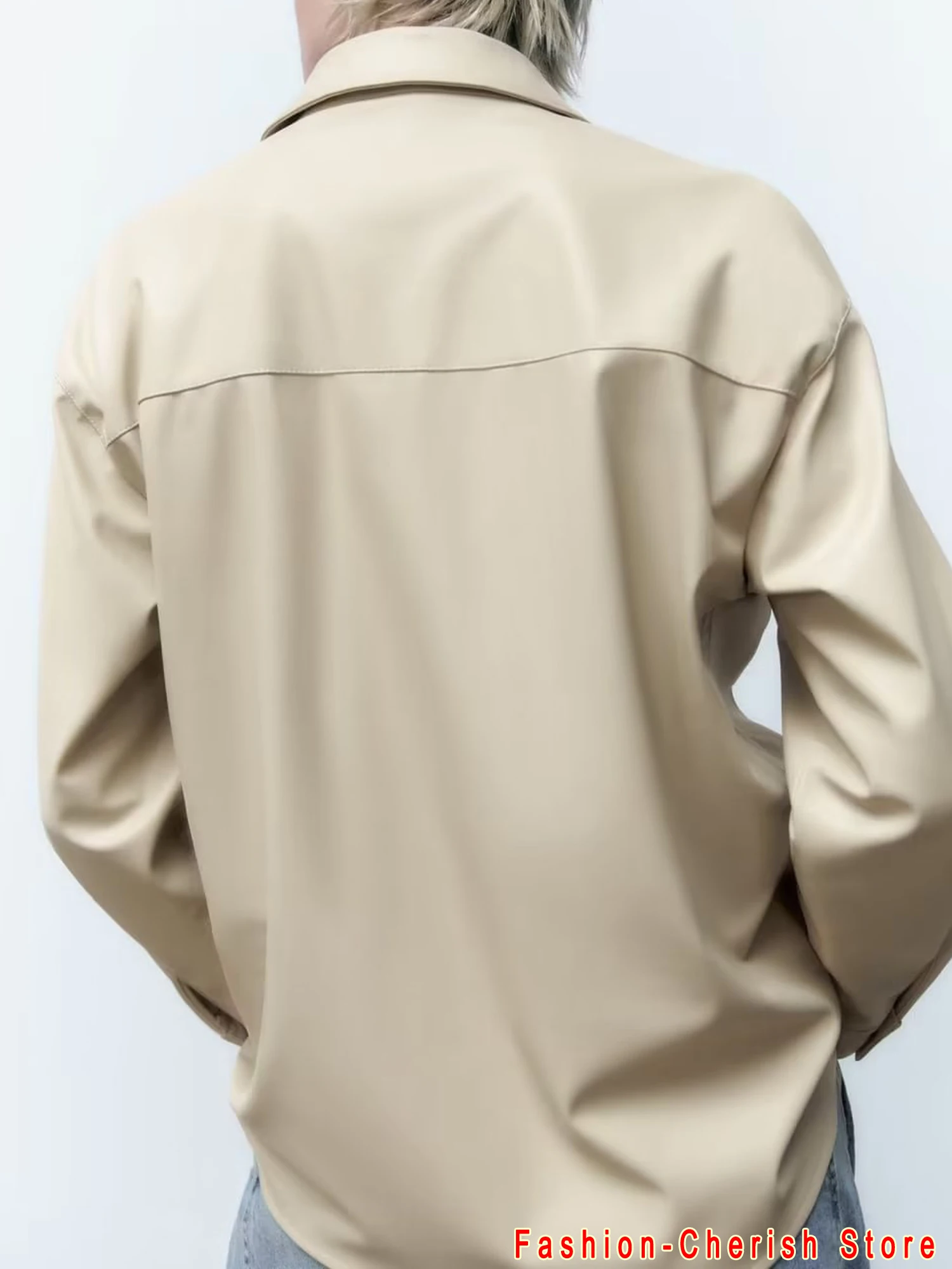 Nuove camicette in pelle PU oversize da donna chic 2023 primavera autunno cappotto Basic in ecopelle nera giacca da motociclista con colletto rovesciato