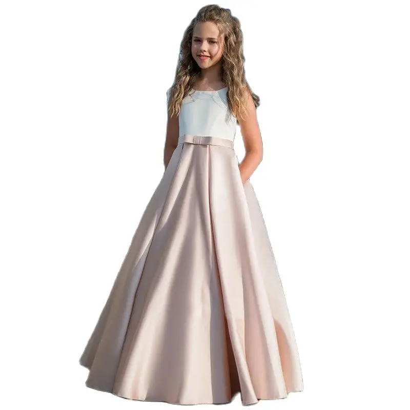 Fancy Flower Girl Dresses For Weddings Vestidos daminha Kids Evening Pageant Gowns with Bow First Communion Dresses For Girls