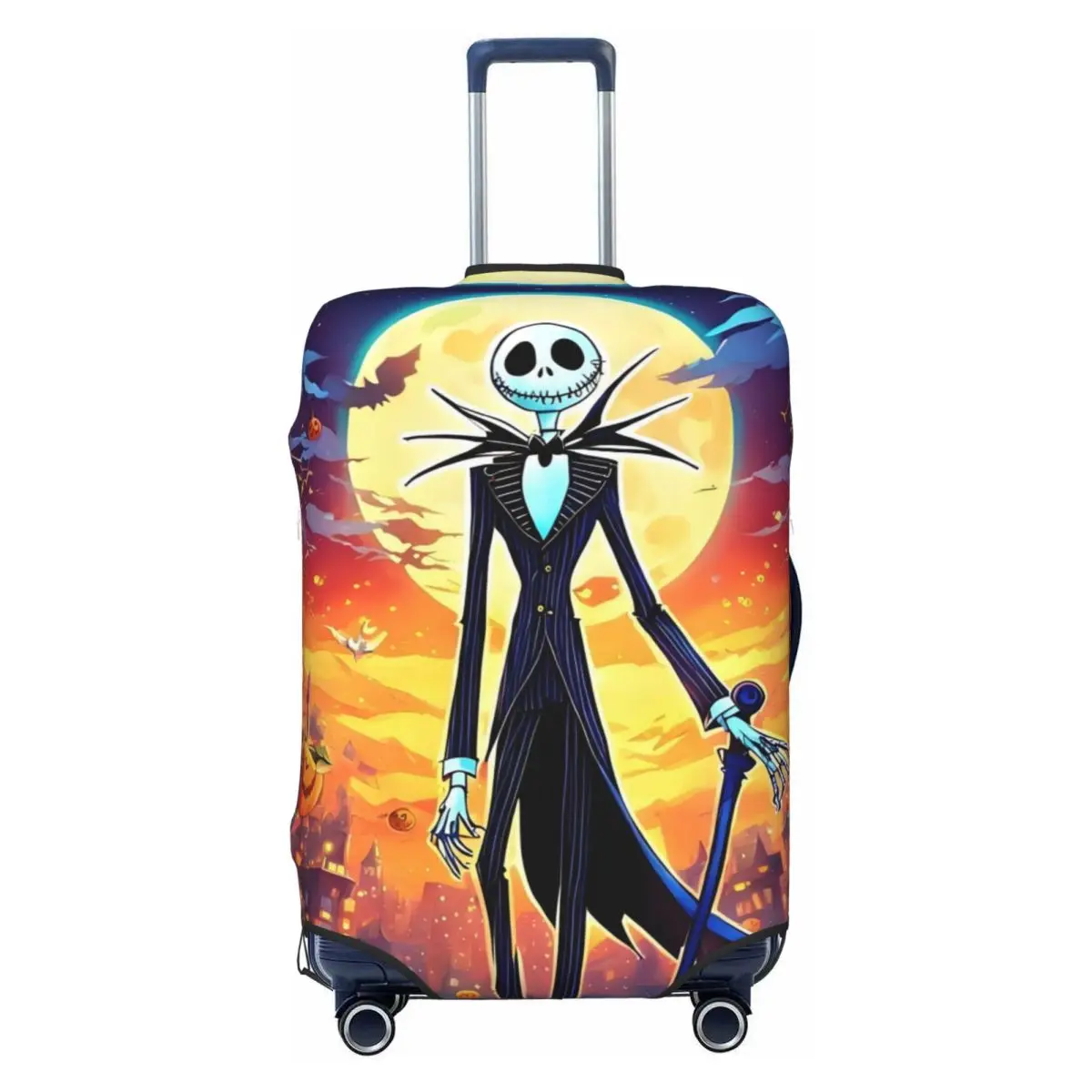 

Изготовленный на заказ дорожный чехол для багажа «Кошмар перед Рождеством», эластичный чехол для чемодана в готическом стиле Скеллингтон, подходит для 18-32 дюймов