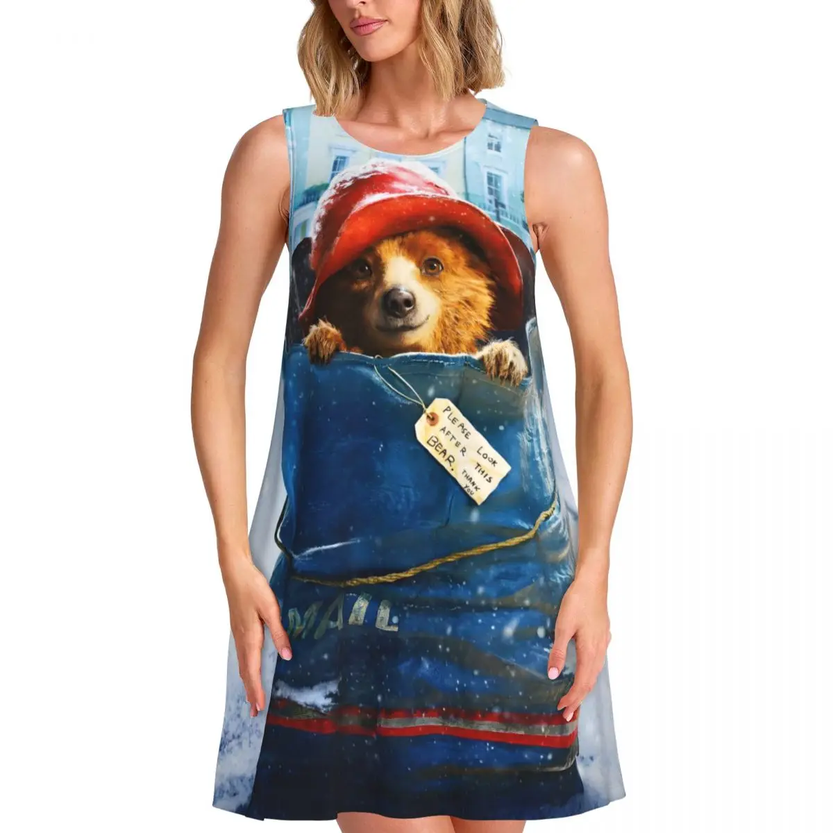 

Custom Cool P-Paddingtons Comics Cartoon Women's Sleeveless Dress Classical Sundress Casual Pockets For Travel Beach Dress