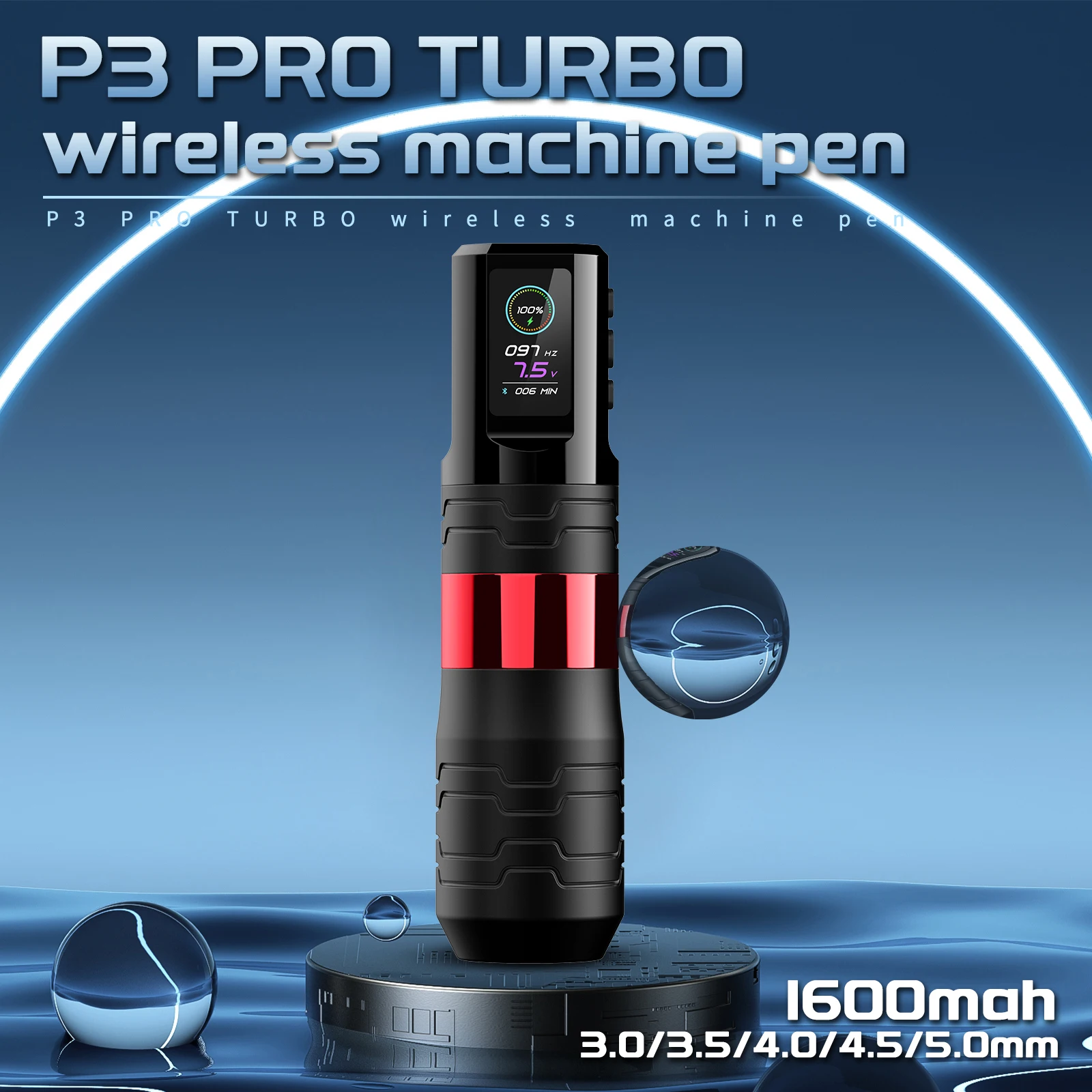 EZ P3 Pro Turbo Wireless Battery Tattoo Pen Machine 1600mAh Power Pack Adjustable Stroke for Tattoo Cartridge & Permanent Makeup